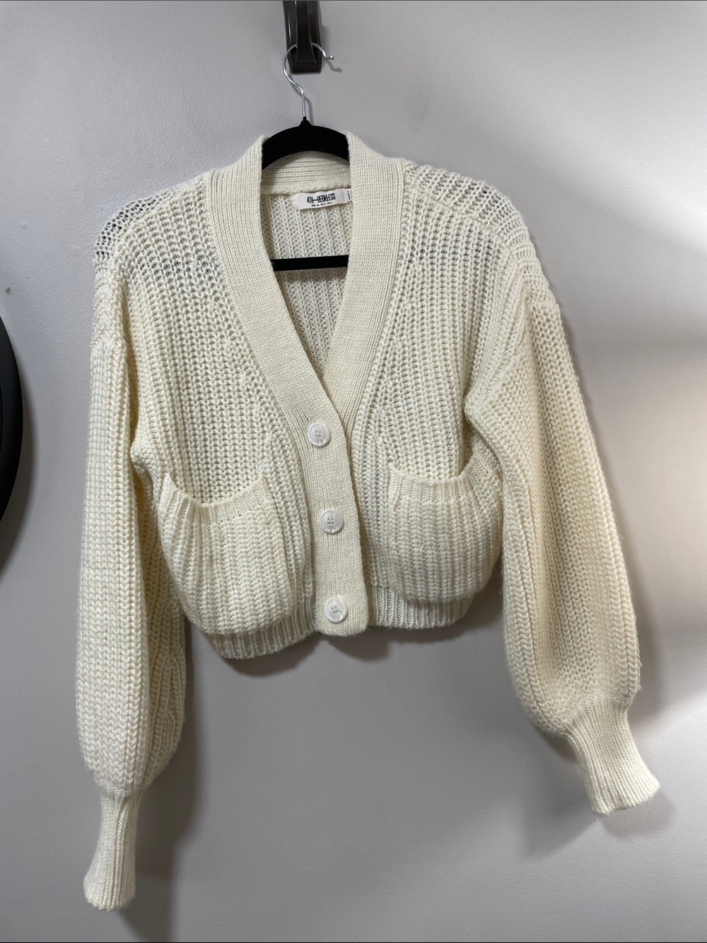 Revolve x 4Th + reckless Cropped Chunky Knit Cardigan Sweater - Cream